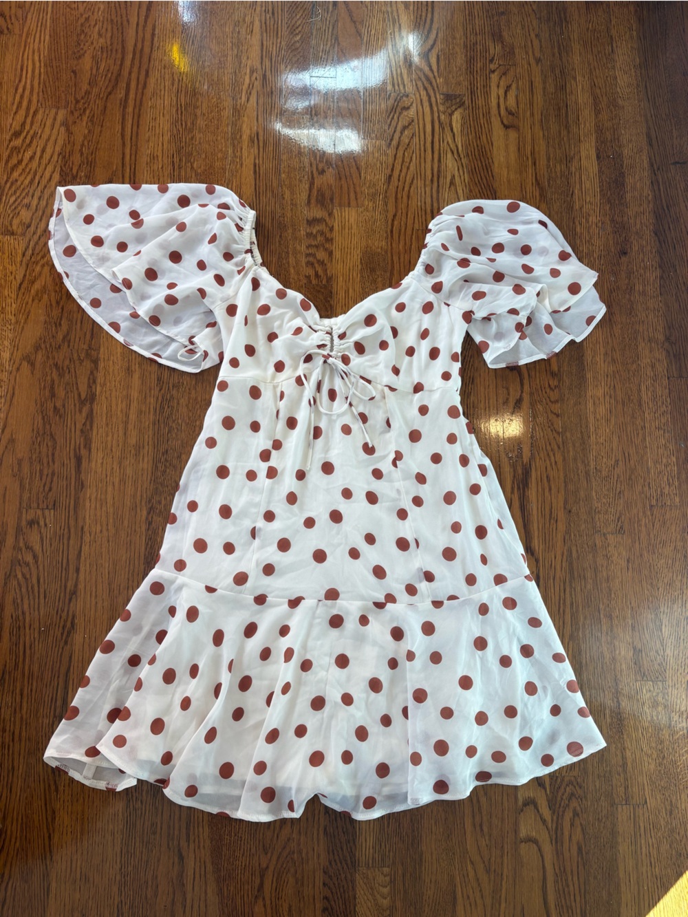 Abercrombie & Fitch White Mini Dress with Rust Polka Dots